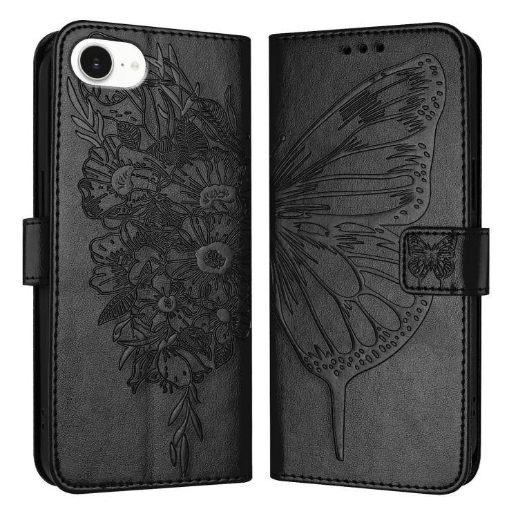 Embossed Butterfly Leather Phone Case, For iPhone Air, iPhone 16e, For iPhone 16 Pro Max