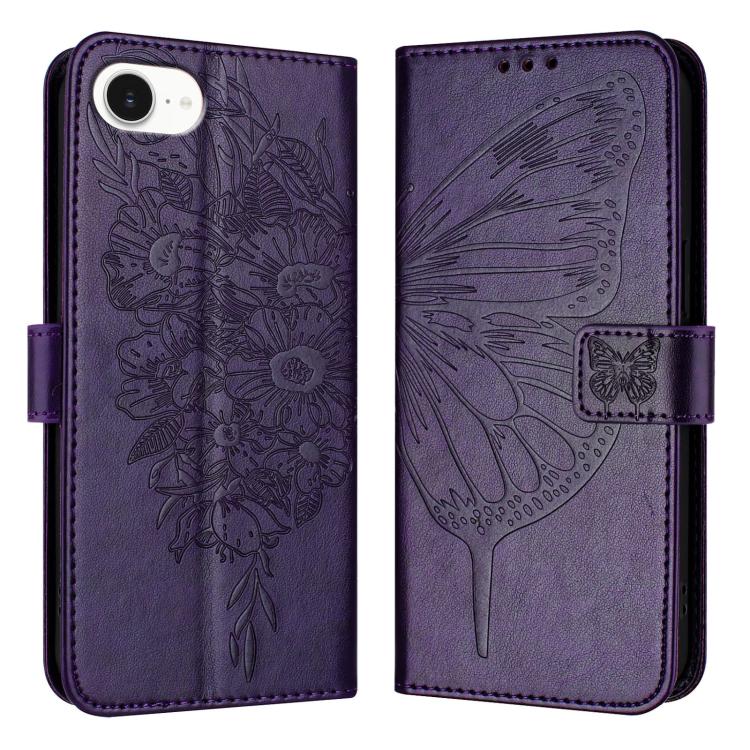 Embossed Butterfly Leather Phone Case, For iPhone Air, iPhone 16e, For iPhone 16 Pro Max