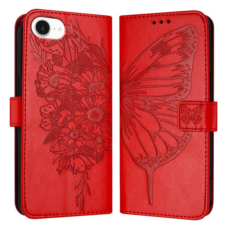 Embossed Butterfly Leather Phone Case, For iPhone Air, iPhone 16e, For iPhone 16 Pro Max