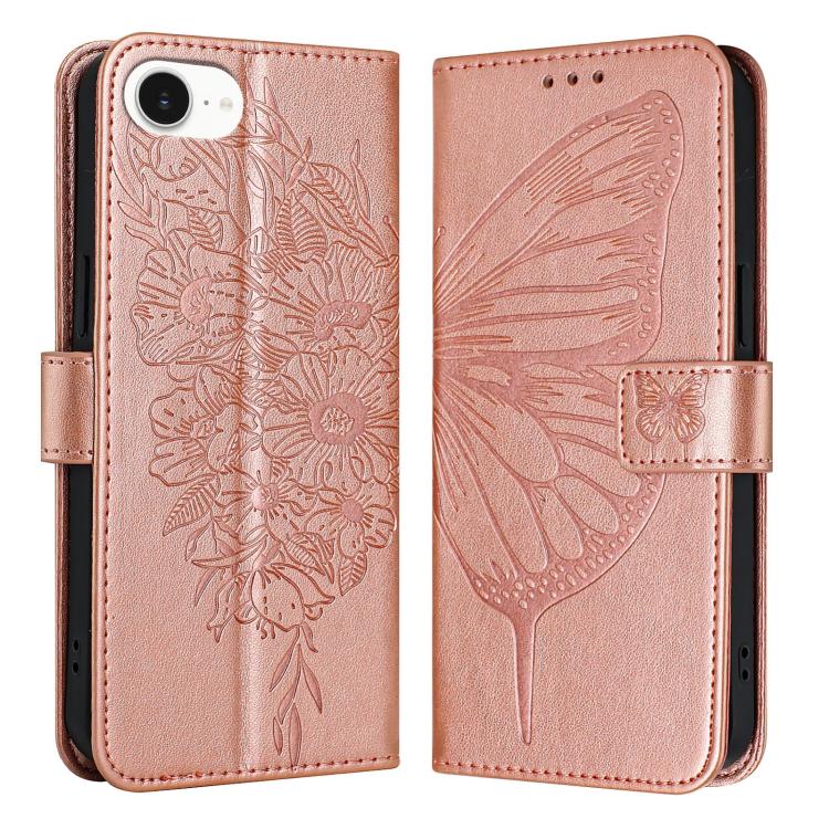 Embossed Butterfly Leather Phone Case, For iPhone Air, iPhone 16e, For iPhone 16 Pro Max