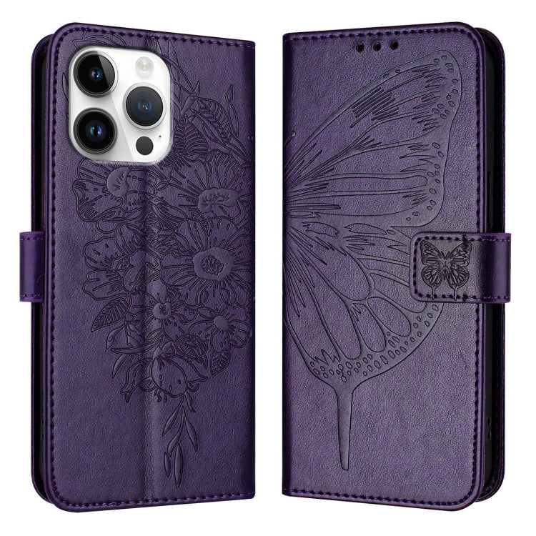 Embossed Butterfly Leather Phone Case, For iPhone Air, iPhone 16e, For iPhone 16 Pro Max