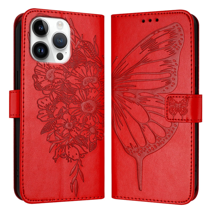 Embossed Butterfly Leather Phone Case, For iPhone Air, iPhone 16e, For iPhone 16 Pro Max