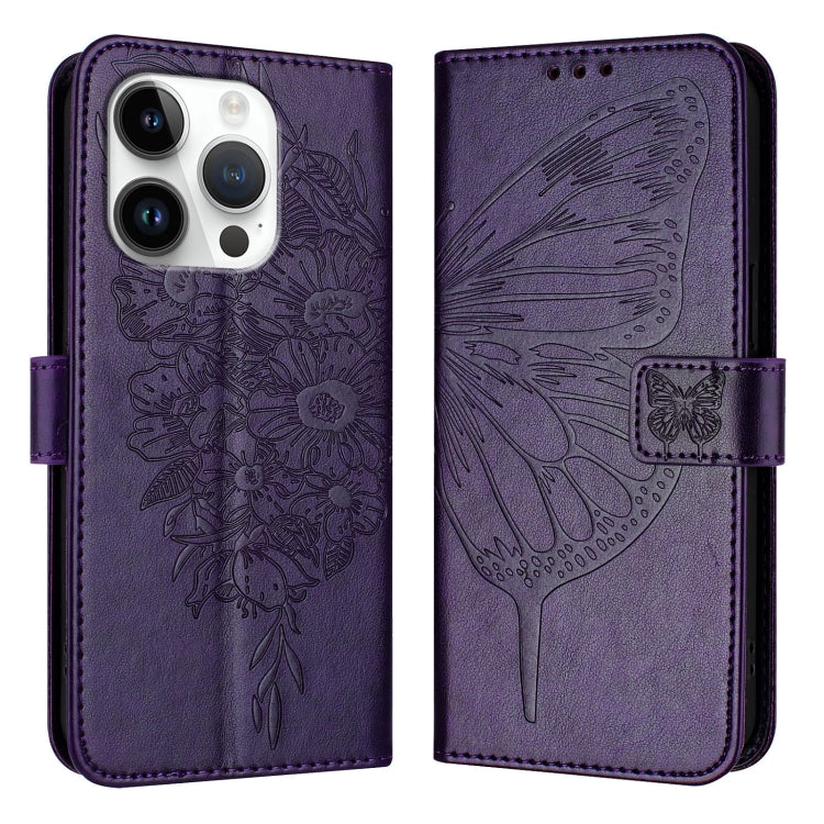 Embossed Butterfly Leather Phone Case, For iPhone 16 Pro, For iPhone 16 Plus, For iPhone 16