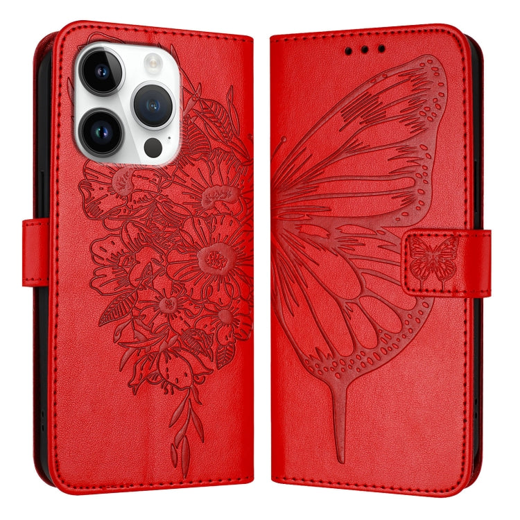 Embossed Butterfly Leather Phone Case, For iPhone 16 Pro, For iPhone 16 Plus, For iPhone 16