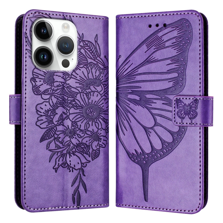 Embossed Butterfly Leather Phone Case, For iPhone 16 Pro, For iPhone 16 Plus, For iPhone 16