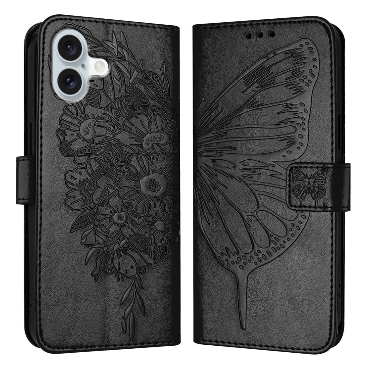 Embossed Butterfly Leather Phone Case, For iPhone 16 Pro, For iPhone 16 Plus, For iPhone 16