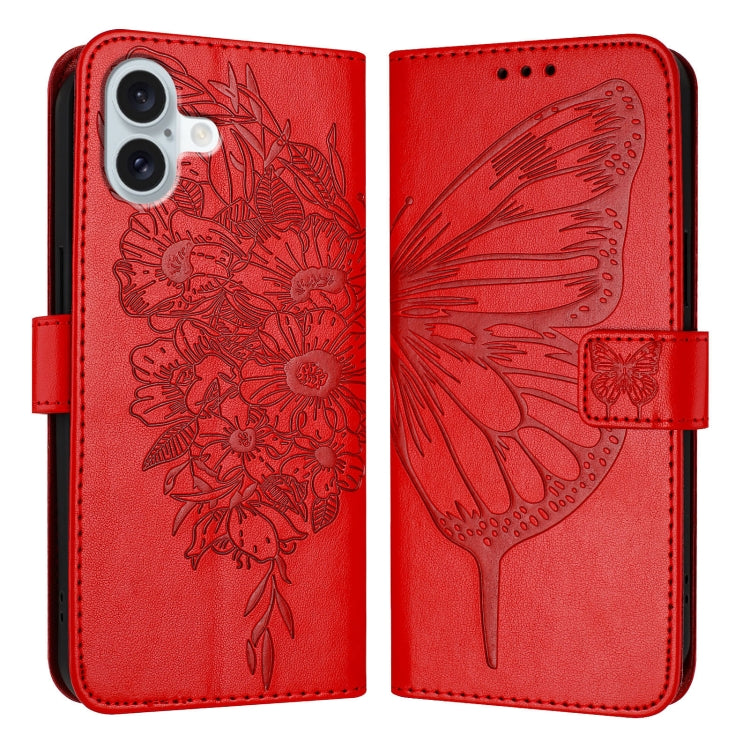 Embossed Butterfly Leather Phone Case, For iPhone 16 Pro, For iPhone 16 Plus, For iPhone 16