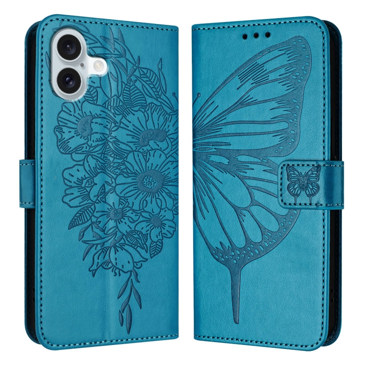Embossed Butterfly Leather Phone Case, For iPhone 16 Pro, For iPhone 16 Plus, For iPhone 16