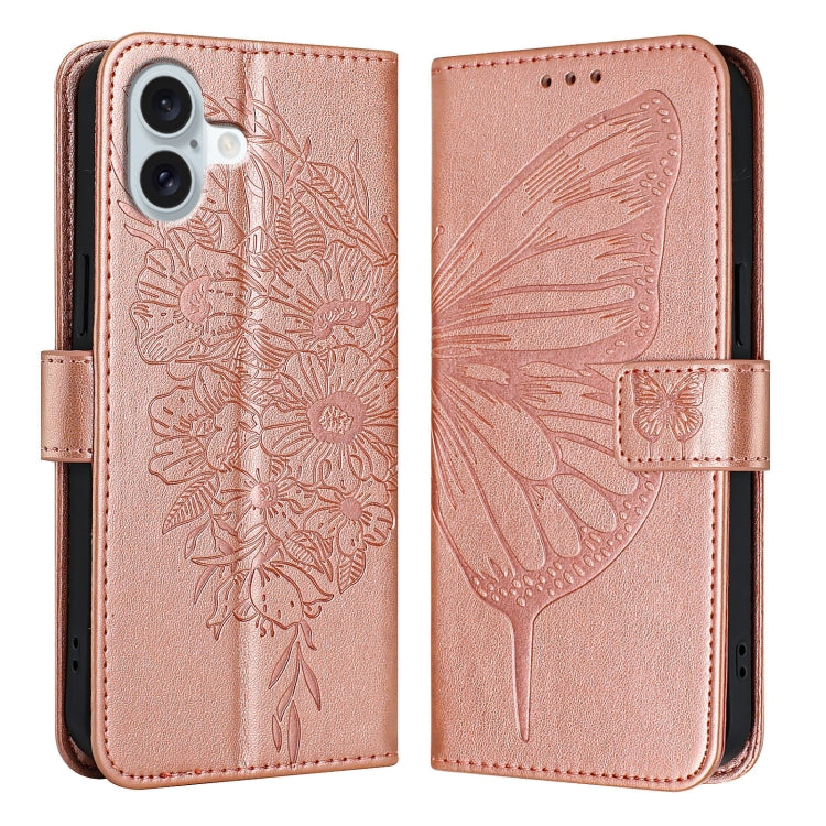 Embossed Butterfly Leather Phone Case, For iPhone 16 Pro, For iPhone 16 Plus, For iPhone 16