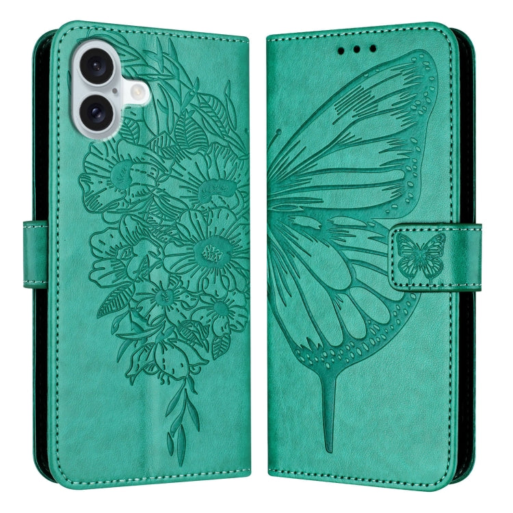 Embossed Butterfly Leather Phone Case, For iPhone 16 Pro, For iPhone 16 Plus, For iPhone 16