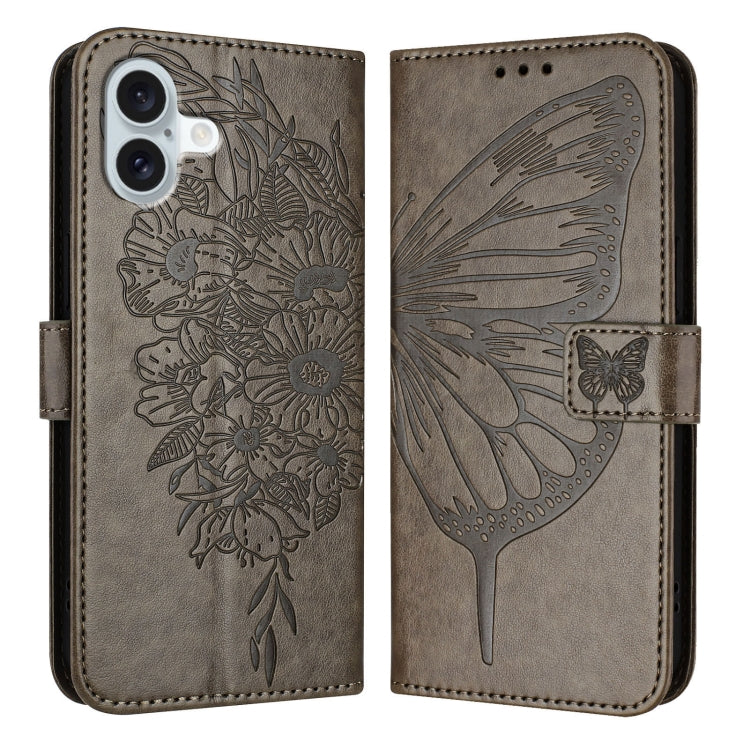 Embossed Butterfly Leather Phone Case, For iPhone 16 Pro, For iPhone 16 Plus, For iPhone 16