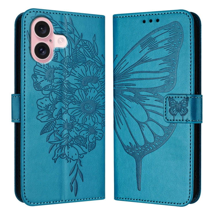 Embossed Butterfly Leather Phone Case, For iPhone 16 Pro, For iPhone 16 Plus, For iPhone 16