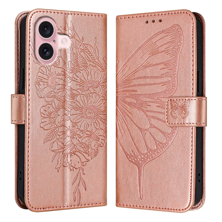 Embossed Butterfly Leather Phone Case, For iPhone 16 Pro, For iPhone 16 Plus, For iPhone 16