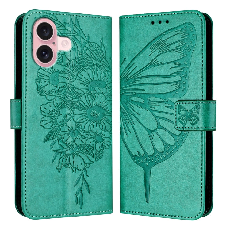 Embossed Butterfly Leather Phone Case, For iPhone 16 Pro, For iPhone 16 Plus, For iPhone 16