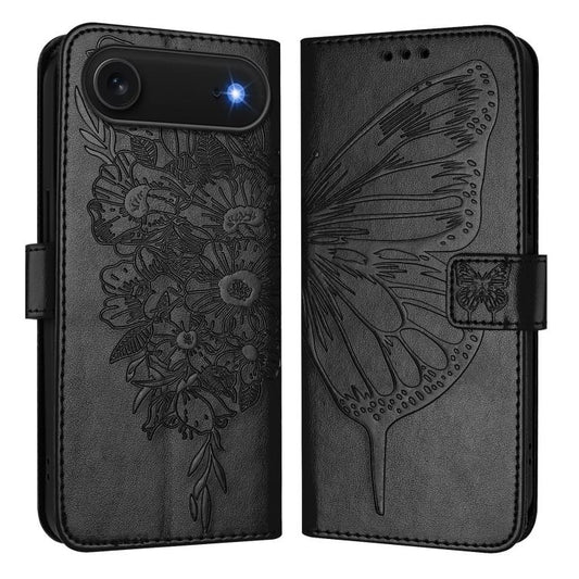 Embossed Butterfly Leather Phone Case, For iPhone Air, iPhone 16e, For iPhone 16 Pro Max
