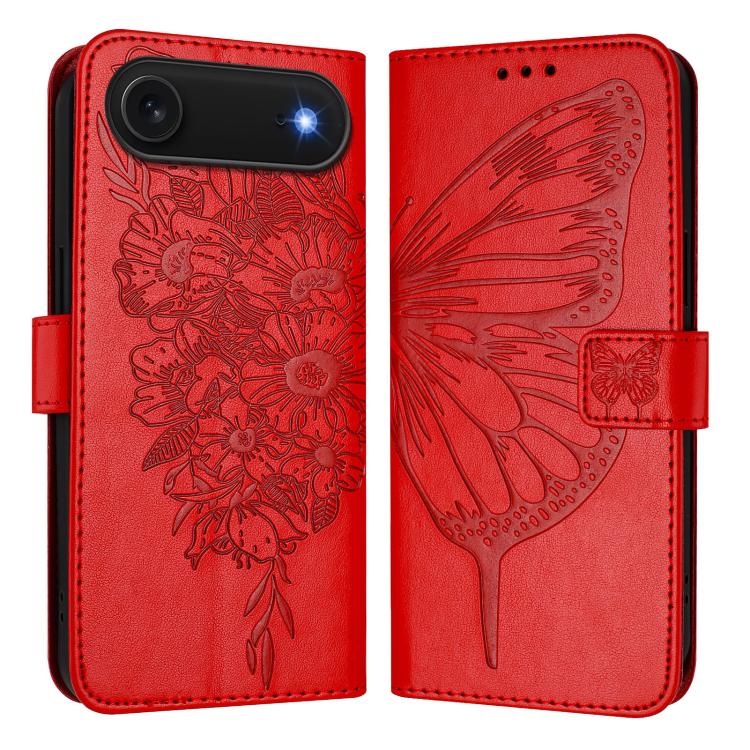 Embossed Butterfly Leather Phone Case, For iPhone Air, iPhone 16e, For iPhone 16 Pro Max