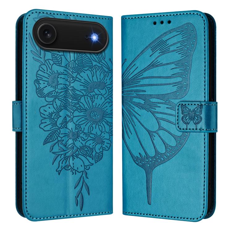 Embossed Butterfly Leather Phone Case, For iPhone Air, iPhone 16e, For iPhone 16 Pro Max