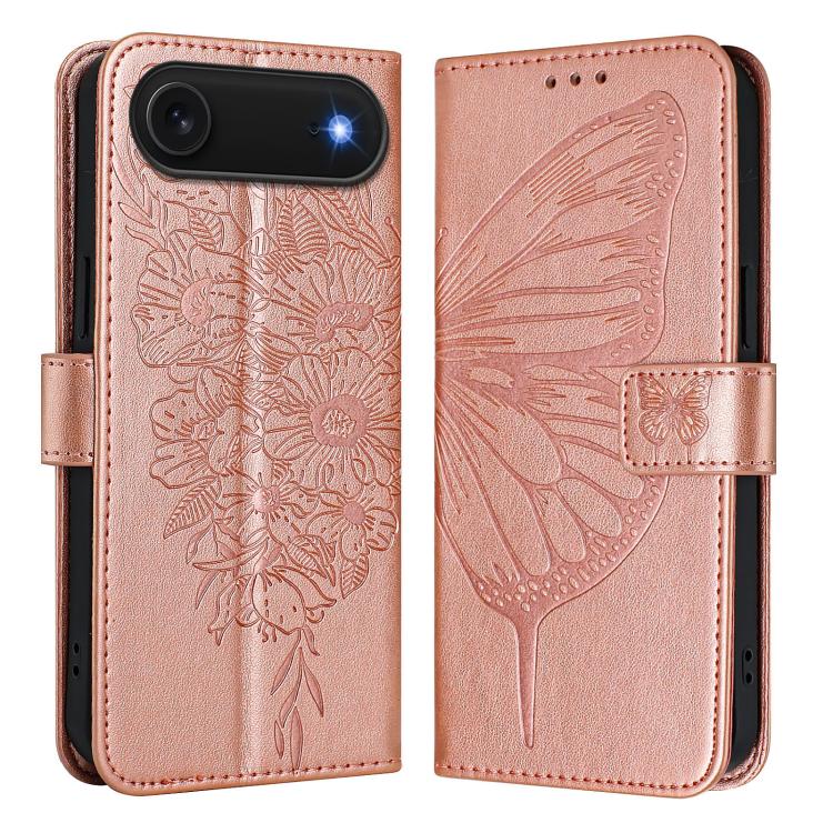 Embossed Butterfly Leather Phone Case, For iPhone Air, iPhone 16e, For iPhone 16 Pro Max