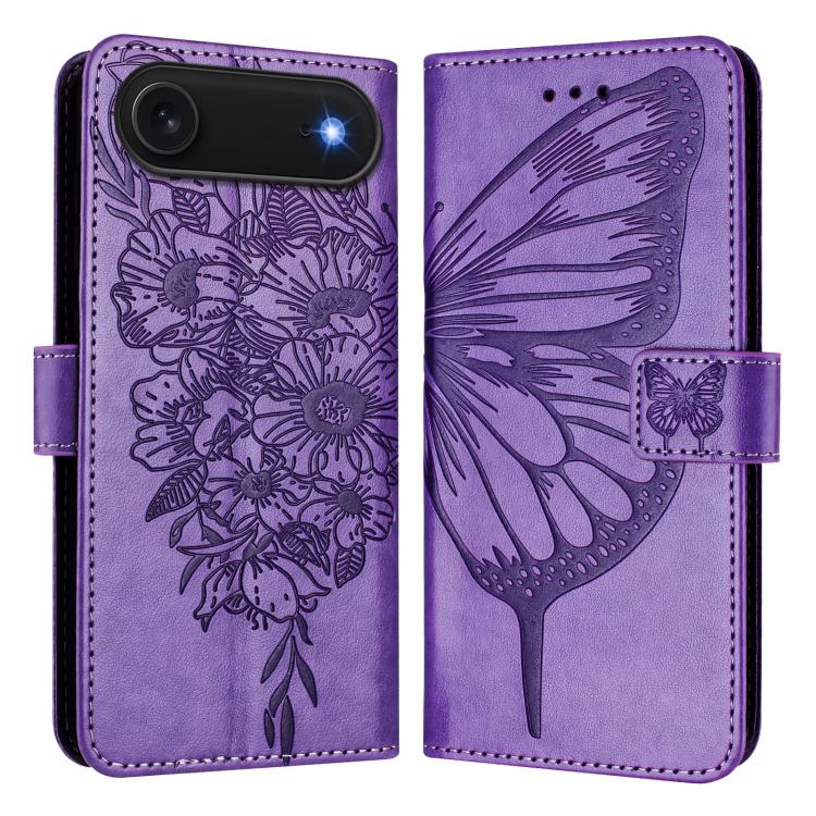 Embossed Butterfly Leather Phone Case, For iPhone Air, iPhone 16e, For iPhone 16 Pro Max