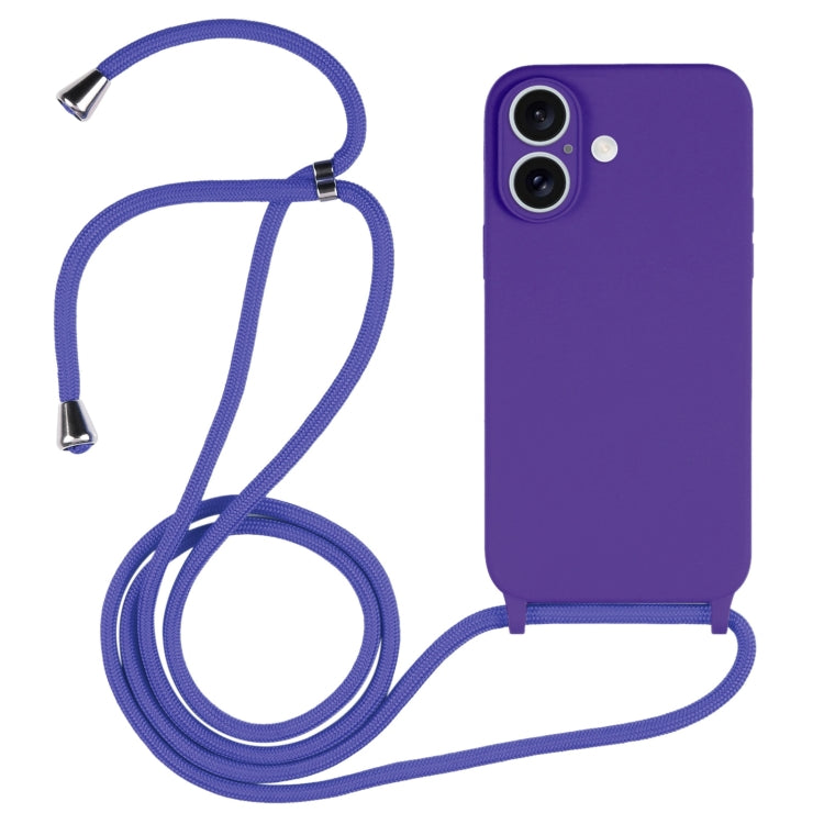 Crossbody Lanyard Liquid Silicone Case, For iPhone 16 Plus