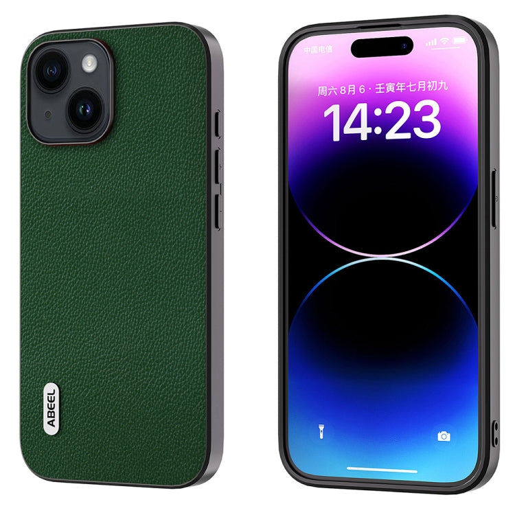 ABEEL Black Edge Genuine Leather Mino Phone Case, For iPhone 15 Plus, For iPhone 15, For iPhone 14 Plus, For iPhone 14, For iPhone 14 Pro, For iPhone 14 Pro Max