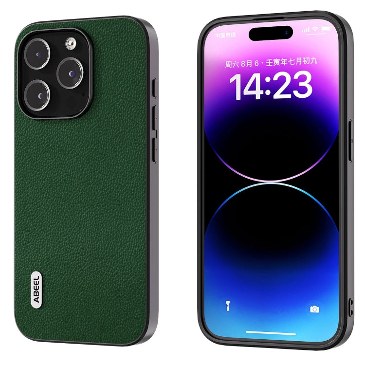 ABEEL Black Edge Genuine Leather Mino Phone Case, For iPhone 15 Plus, For iPhone 15, For iPhone 14 Plus, For iPhone 14, For iPhone 14 Pro, For iPhone 14 Pro Max