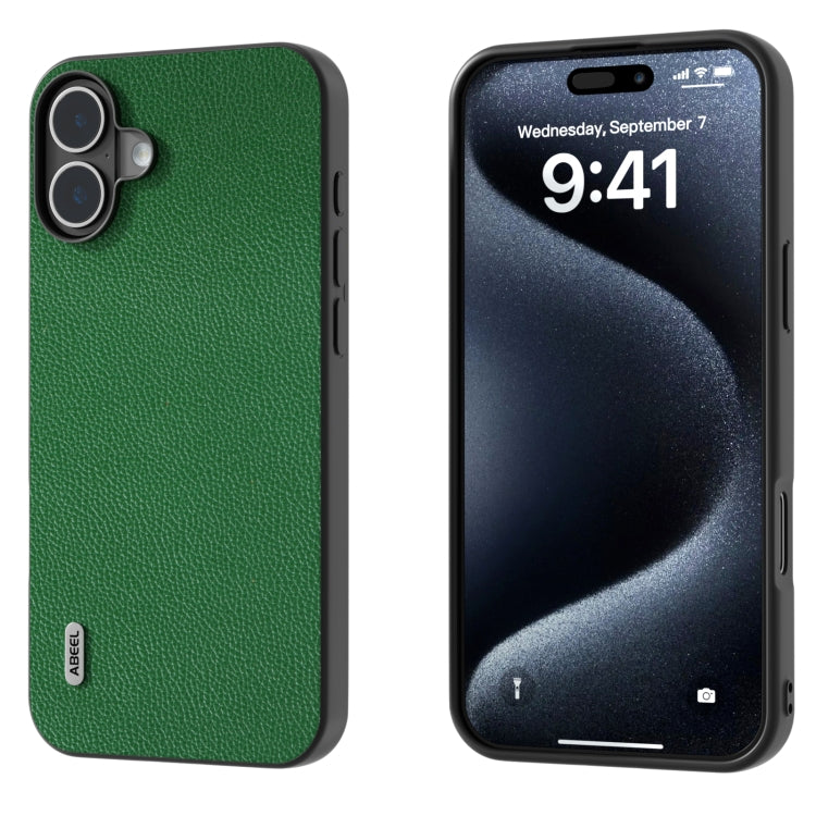 ABEEL Black Edge Genuine Leather Mino Phone Case, For iPhone 16 Pro Max, For iPhone 16 Pro, For iPhone 16 Plus, For iPhone 16, For iPhone 15 Pro Max, For iPhone 15 Pro