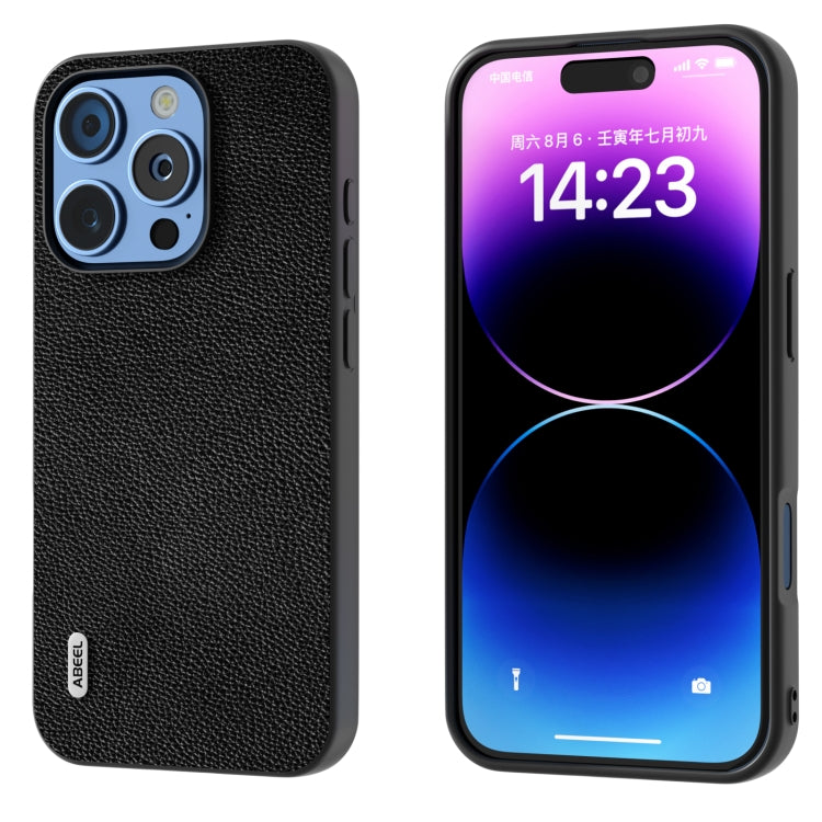ABEEL Black Edge Genuine Leather Mino Phone Case, For iPhone 16 Pro Max, For iPhone 16 Pro, For iPhone 16 Plus, For iPhone 16, For iPhone 15 Pro Max, For iPhone 15 Pro