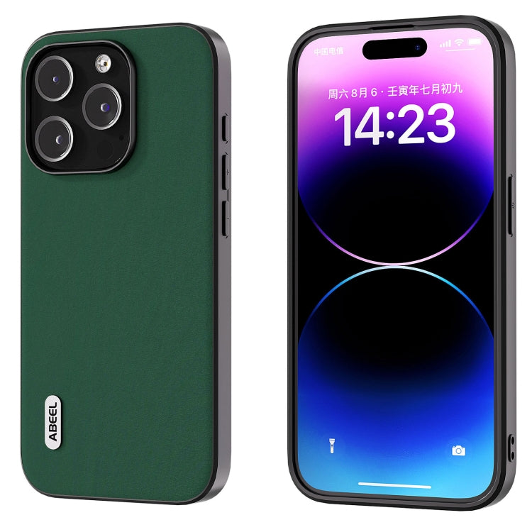 ABEEL Genuine Leather Silky Soft Black Edge Phone Case, For iPhone 14 Pro, For iPhone 14 Pro Max