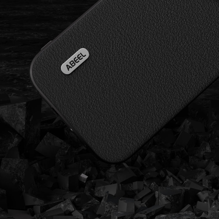ABEEL Genuine Leather Wave Black Edge Phone Case, For iPhone 15 Plus, For iPhone 15