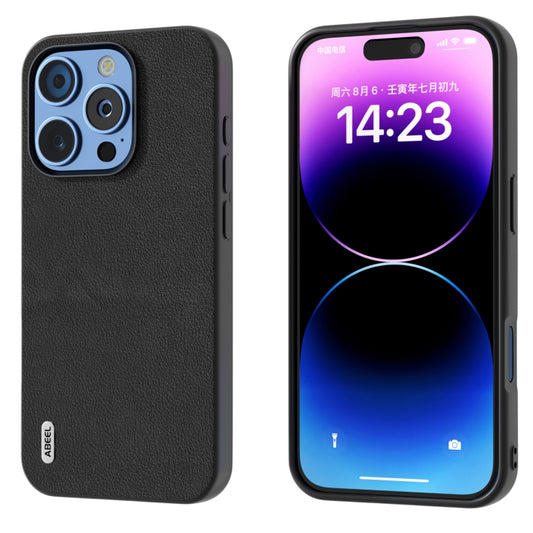 ABEEL Genuine Leather Wave Black Edge Phone Case, For iPhone 16 Pro Max, For iPhone 16 Pro, For iPhone 16 Plus, For iPhone 16, For iPhone 15 Pro Max, For iPhone 15 Pro