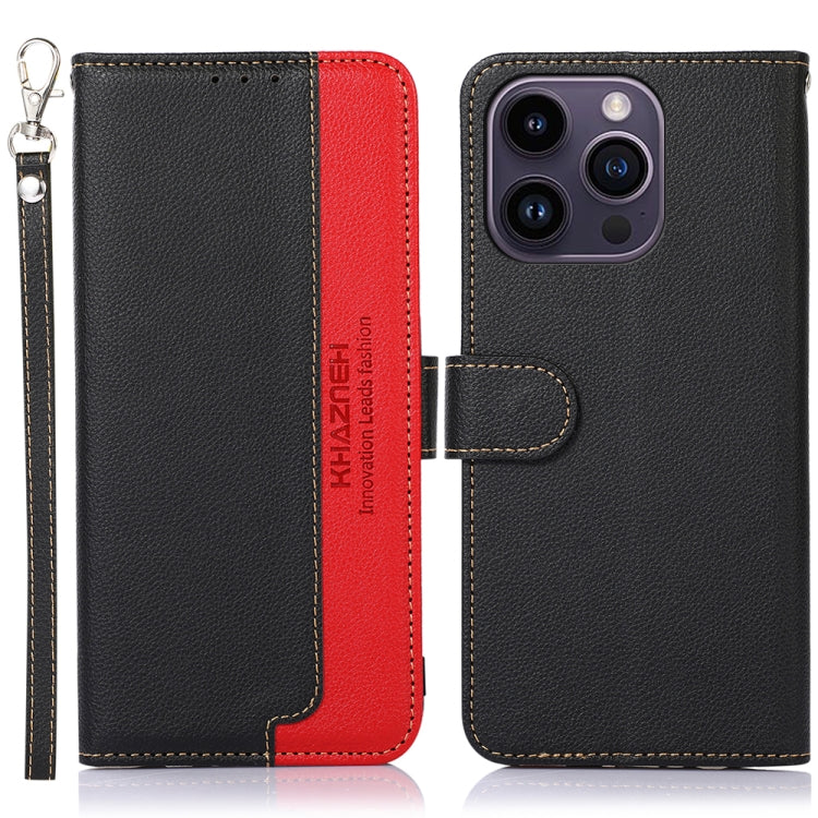 KHAZNEH Litchi Texture Leather RFID Phone Case, For iPhone 16e / 17e, For iPhone 17 Pro Max, For iPhone 17 Pro, For iPhone 17, For iPhone 17 Air, For iPhone 16 Pro Max