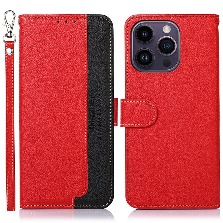 KHAZNEH Litchi Texture Leather RFID Phone Case, For iPhone 16e / 17e, For iPhone 17 Pro Max, For iPhone 17 Pro, For iPhone 17, For iPhone 17 Air, For iPhone 16 Pro Max