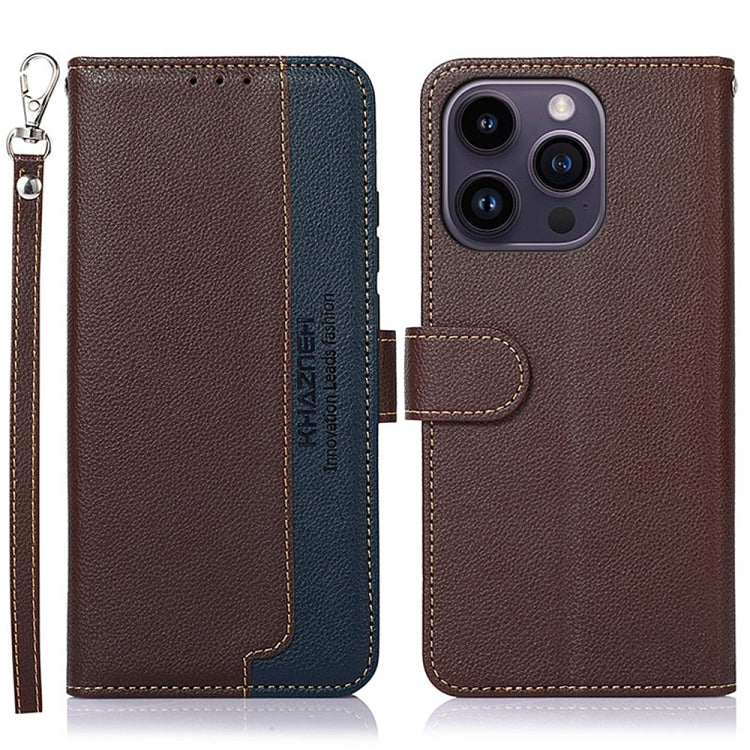 KHAZNEH Litchi Texture Leather RFID Phone Case, For iPhone 16e / 17e, For iPhone 17 Pro Max, For iPhone 17 Pro, For iPhone 17, For iPhone 17 Air, For iPhone 16 Pro Max