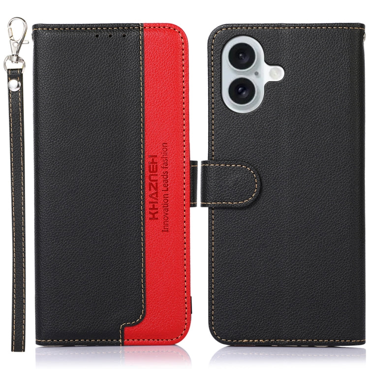 KHAZNEH Litchi Texture Leather RFID Phone Case, For iPhone 16 Pro, For iPhone 16 Plus, For iPhone 16, For iPhone 15 Pro Max, For iPhone 15 Pro, For iPhone 15 Plus
