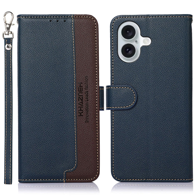 KHAZNEH Litchi Texture Leather RFID Phone Case, For iPhone 16 Pro, For iPhone 16 Plus, For iPhone 16, For iPhone 15 Pro Max, For iPhone 15 Pro, For iPhone 15 Plus
