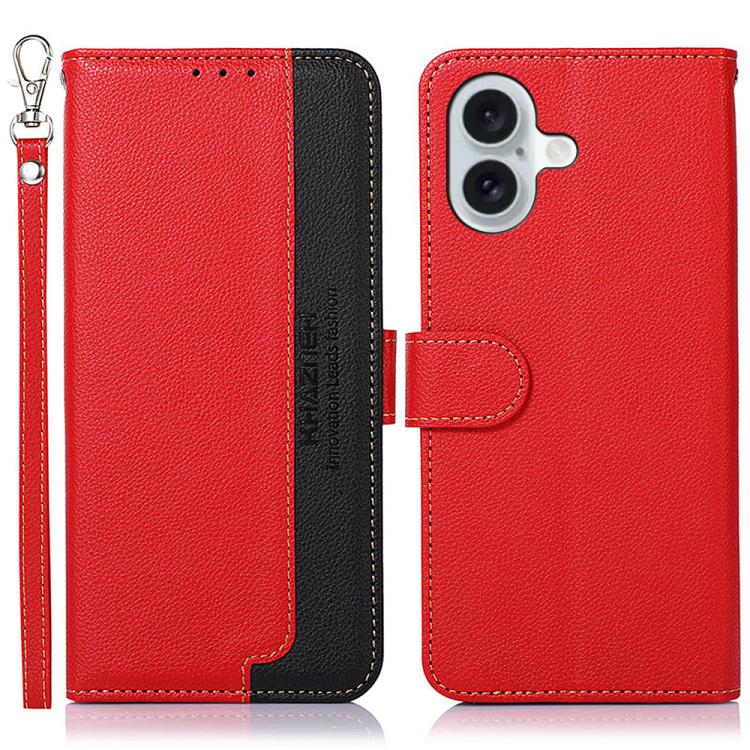KHAZNEH Litchi Texture Leather RFID Phone Case, For iPhone 16e / 17e, For iPhone 17 Pro Max, For iPhone 17 Pro, For iPhone 17, For iPhone 17 Air, For iPhone 16 Pro Max