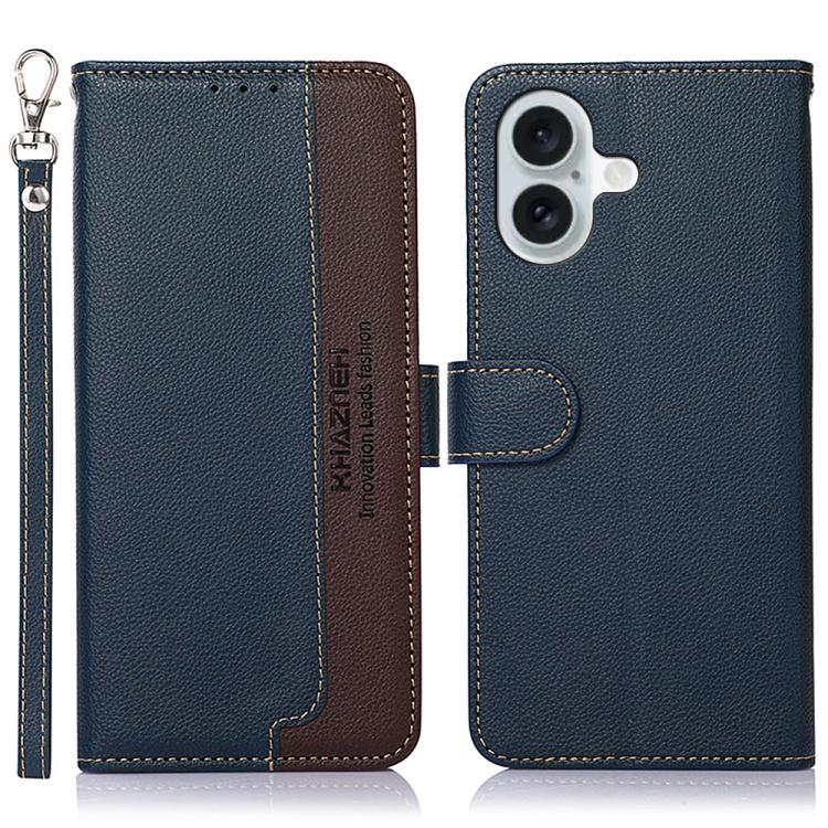KHAZNEH Litchi Texture Leather RFID Phone Case, For iPhone 16e / 17e, For iPhone 17 Pro Max, For iPhone 17 Pro, For iPhone 17, For iPhone 17 Air, For iPhone 16 Pro Max