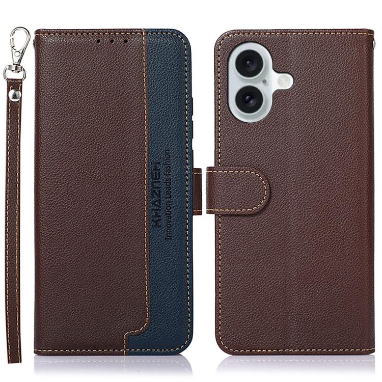 KHAZNEH Litchi Texture Leather RFID Phone Case, For iPhone 16e / 17e, For iPhone 17 Pro Max, For iPhone 17 Pro, For iPhone 17, For iPhone 17 Air, For iPhone 16 Pro Max