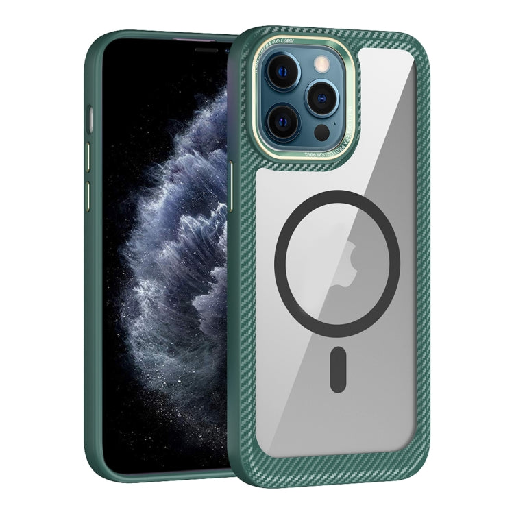 MagSafe Carbon Fiber Transparent Back Panel Phone Case, For iPhone 12 / 12 Pro, For iPhone 12 Pro Max, For iPhone 11 Pro Max