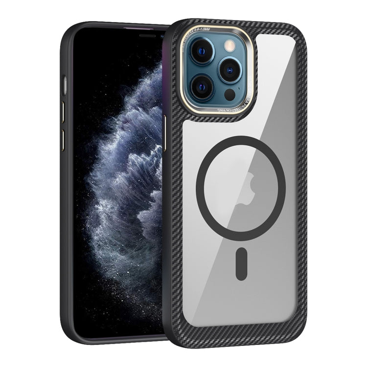 MagSafe Carbon Fiber Transparent Back Panel Phone Case, For iPhone 12 / 12 Pro, For iPhone 12 Pro Max, For iPhone 11 Pro Max
