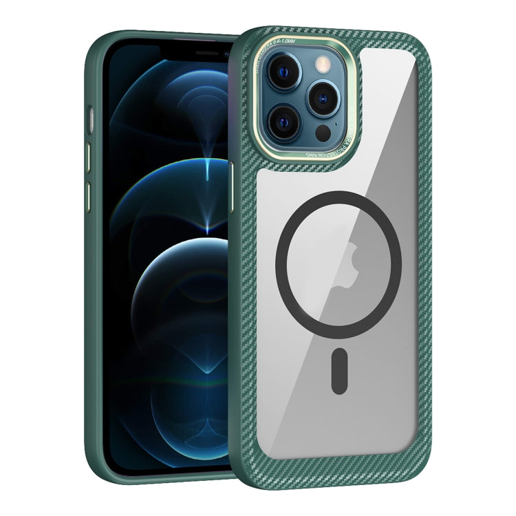MagSafe Carbon Fiber Transparent Back Panel Phone Case, For iPhone 12 / 12 Pro, For iPhone 12 Pro Max, For iPhone 11 Pro Max