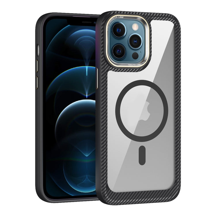 MagSafe Carbon Fiber Transparent Back Panel Phone Case, For iPhone 12 / 12 Pro, For iPhone 12 Pro Max, For iPhone 11 Pro Max