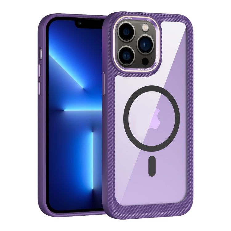 MagSafe Carbon Fiber Transparent Back Panel Phone Case, For iPhone 14, For iPhone 14 Pro, For iPhone 14 Pro Max, For iPhone 13 Pro Max, For iPhone 13 Pro, For iPhone 13