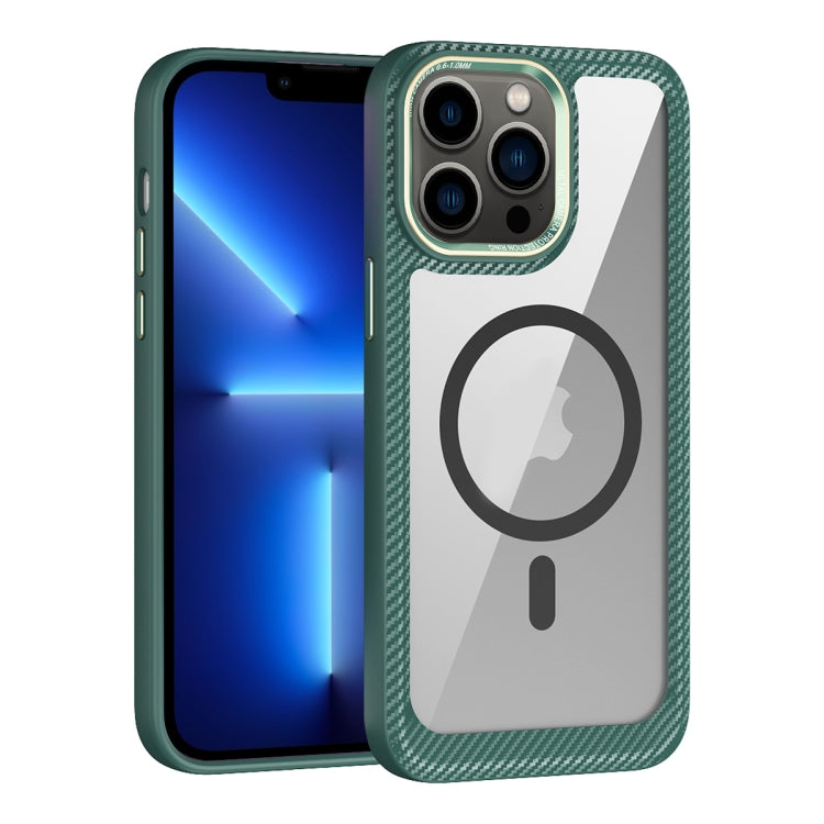 MagSafe Carbon Fiber Transparent Back Panel Phone Case, For iPhone 14, For iPhone 14 Pro, For iPhone 14 Pro Max, For iPhone 13 Pro Max, For iPhone 13 Pro, For iPhone 13
