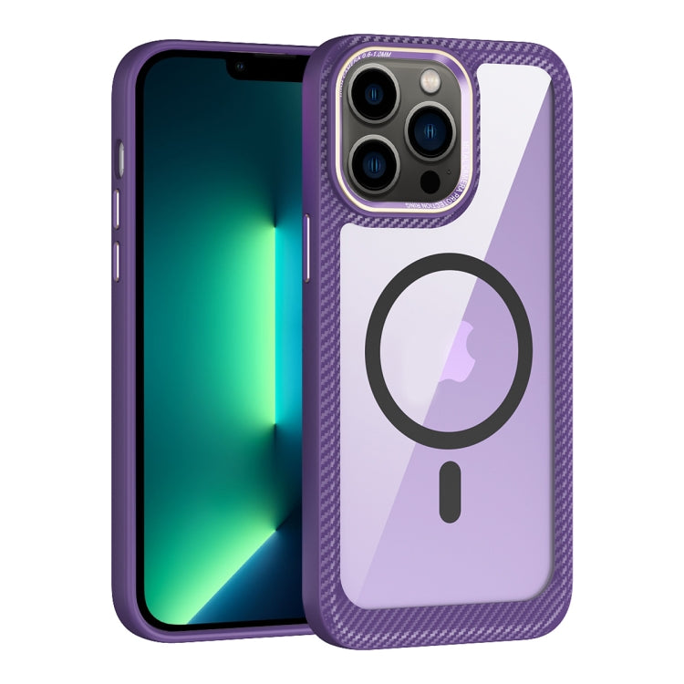 MagSafe Carbon Fiber Transparent Back Panel Phone Case, For iPhone 14, For iPhone 14 Pro, For iPhone 14 Pro Max, For iPhone 13 Pro Max, For iPhone 13 Pro, For iPhone 13