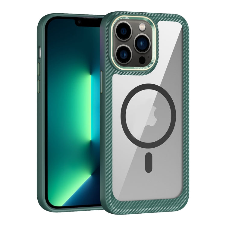 MagSafe Carbon Fiber Transparent Back Panel Phone Case, For iPhone 14, For iPhone 14 Pro, For iPhone 14 Pro Max, For iPhone 13 Pro Max, For iPhone 13 Pro, For iPhone 13
