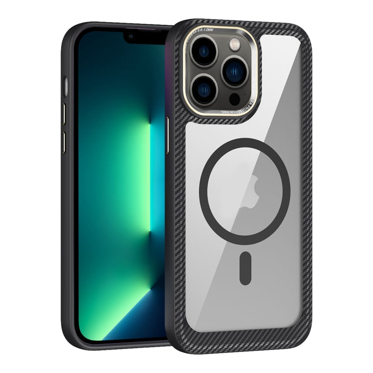 MagSafe Carbon Fiber Transparent Back Panel Phone Case, For iPhone 14, For iPhone 14 Pro, For iPhone 14 Pro Max, For iPhone 13 Pro Max, For iPhone 13 Pro, For iPhone 13