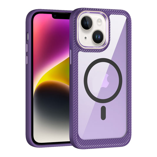 MagSafe Carbon Fiber Transparent Back Panel Phone Case, For iPhone 14, For iPhone 14 Pro, For iPhone 14 Pro Max, For iPhone 13 Pro Max, For iPhone 13 Pro, For iPhone 13