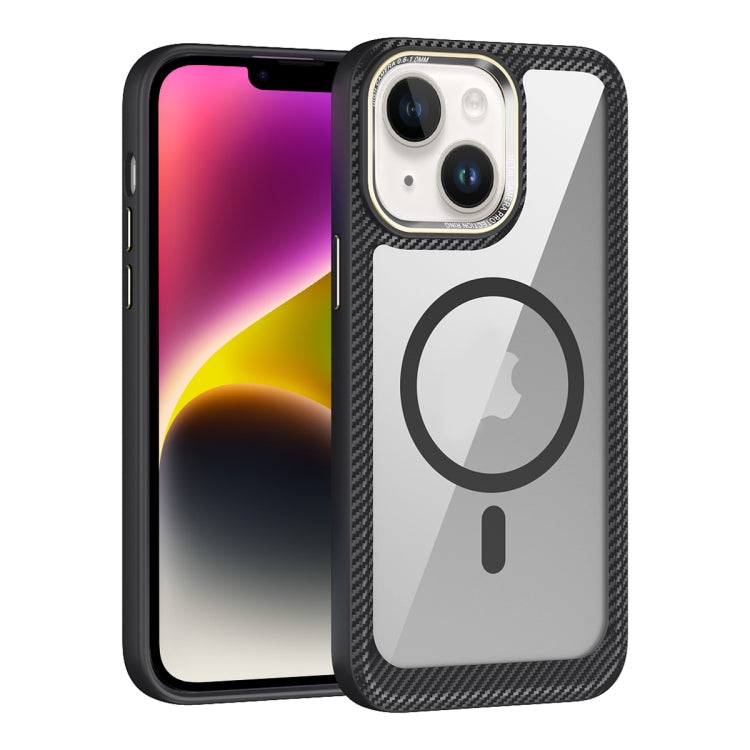 MagSafe Carbon Fiber Transparent Back Panel Phone Case, For iPhone 14, For iPhone 14 Pro, For iPhone 14 Pro Max, For iPhone 13 Pro Max, For iPhone 13 Pro, For iPhone 13